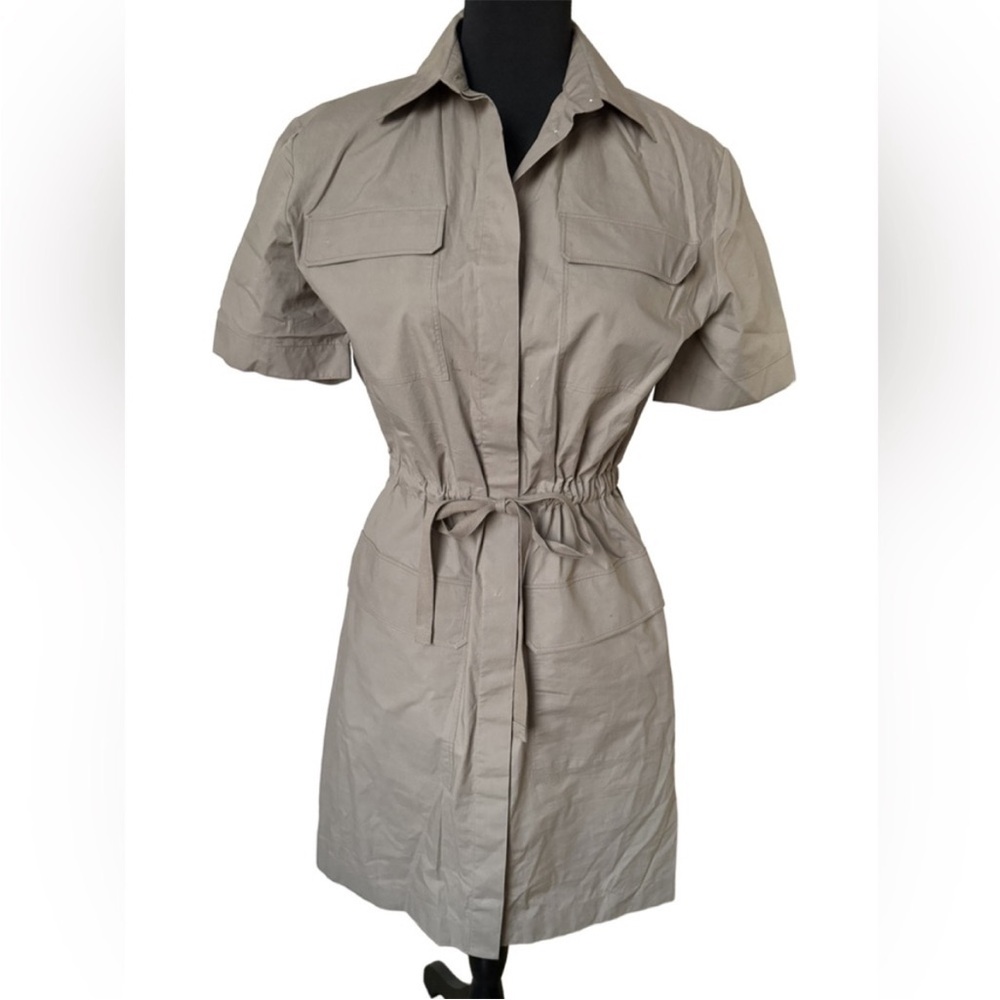 Theory Tan Short-Sleeve Mini Dress